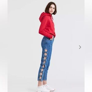 Levi’s Limited Edition Rare Mom Side Bow High Waist Blue Denim Jeans Size 28